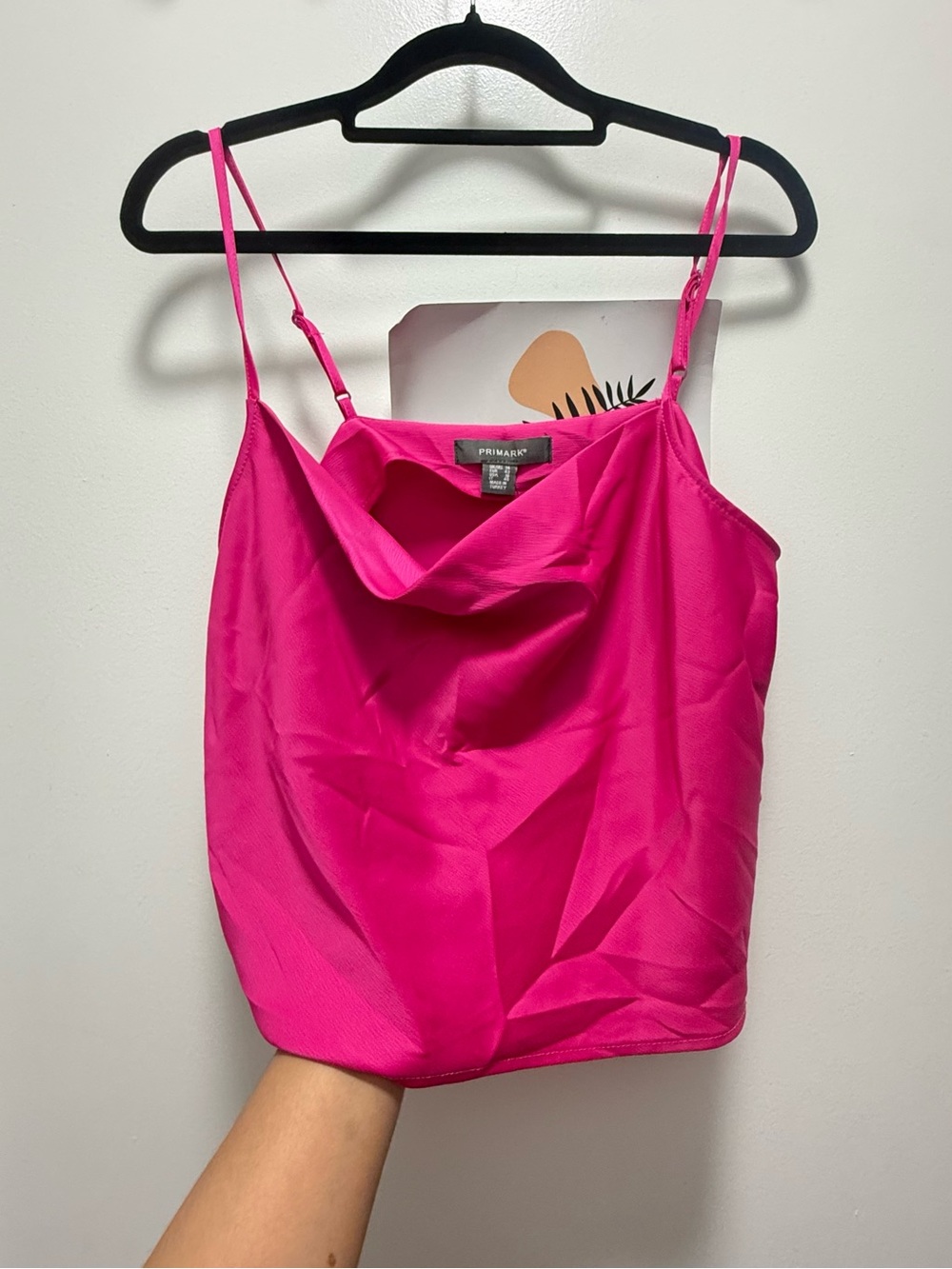 NWT Hot Pink Satin Cowl Neck Cami Strappy Tank Top US 10